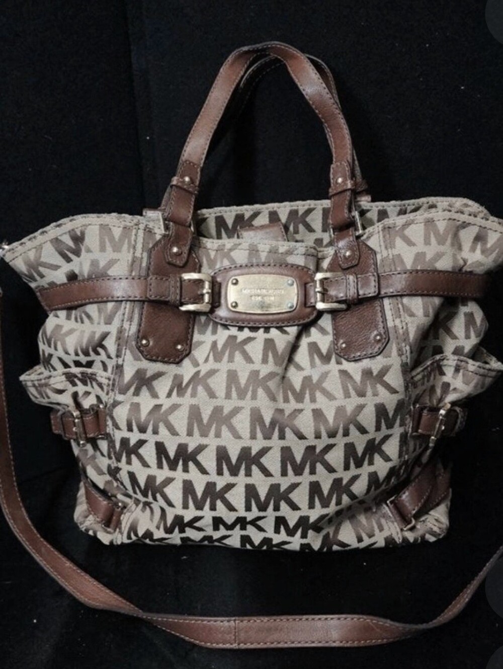Michael Kors Beige and Brown MK Logo Tote